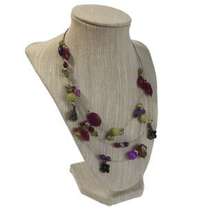 Chico's Triple Strand Beaded Choker Necklace Jewelry Multi-Color